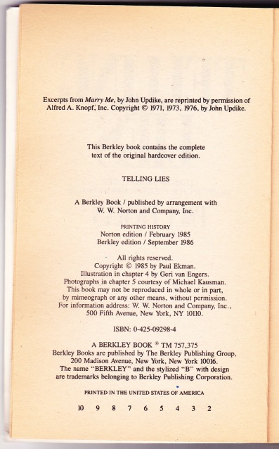 Telling Lies Copyright Page